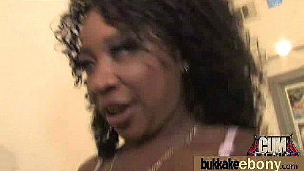 Ebony Cum Slut Hottie Bukkake Party 3
