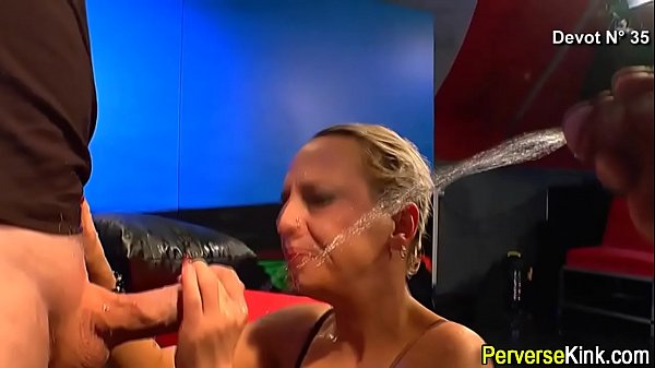 Milf drinks piss and jizz