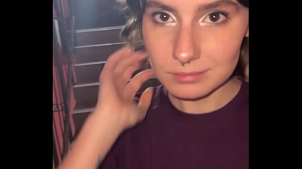 The mistress made a blowjob right on the public stairs in the front - Darcy Dark  