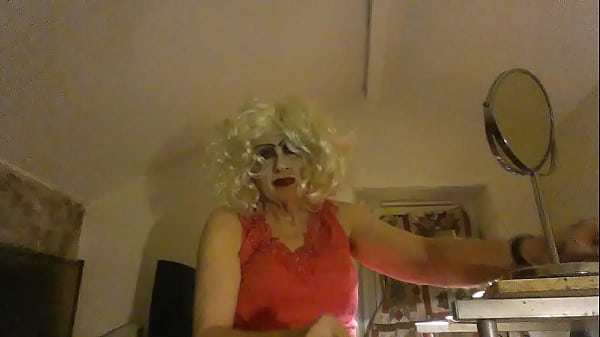 Tranny sub, Sarah, shows off her sissy clit and lady hole 