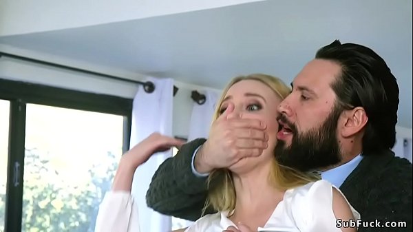 Real estate agent Tommy ties hot blonde Riley Reyes and used her as a bargaining chip for home buyers who double penetration and gangbang fucked her in bondage 