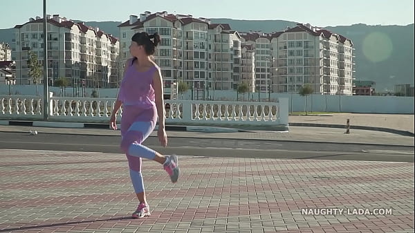 See-through camel-toe leggings and transparent tank top