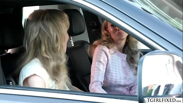 Small tits shemale Kate Zoha and busty milf Pristine Edge wears their lingerie indoor and they exchange kisses.The tranny fingers and fucks her pussy. 