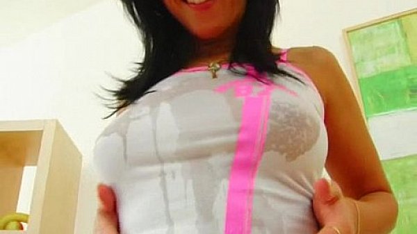 Ass Traffic Brunette is anally screwed by two guys and cumshots