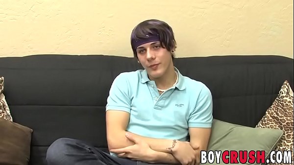 Inked twink stroking in an interview  