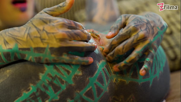 ANAL SOLO tattoo girl - Sexy fishnets highheels stocking solo ANAL XL DILDO play  