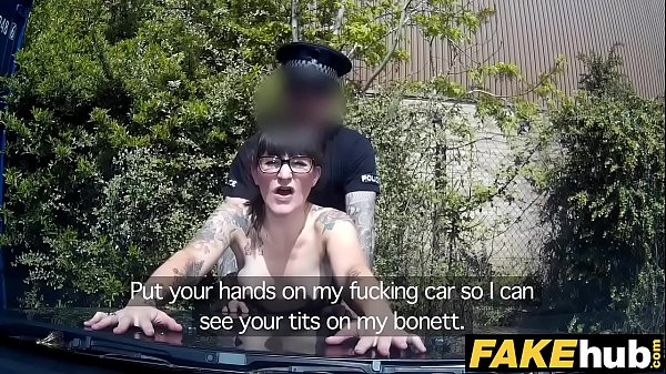 Fake Cop Copper cums over geeky girls glasses in the sun