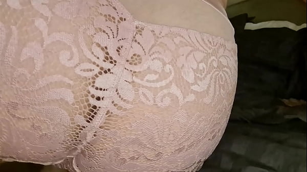 Man dressed in Ladies underwear Masturbates and cums on it. 