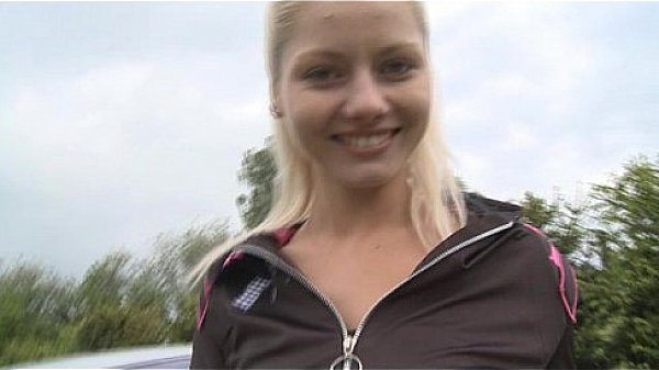 Teen racer masturbating next to her fast BMW  