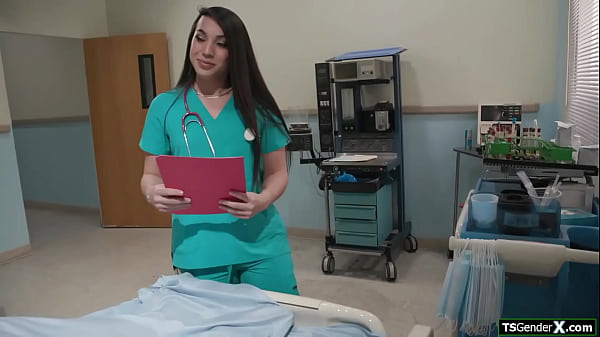 Asian tgirl nurse Kasey Kei gives in to her patients flirtations and lets him suck her perky tits.The shemale deepthroats and is bareback anal banged 