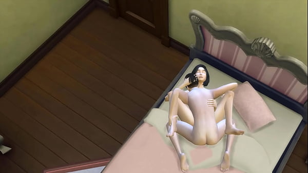 Asian step mother take a shower then she fucks her in the bedroom  