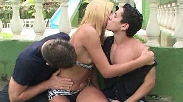 Guys having sex with she-male outdoors