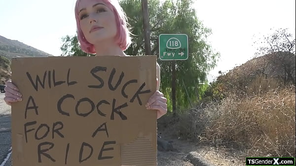 Tranny Claire Tenebrarum needs a rides and will suck dick for it.It doesnt take long and the small tits tgirl deepthroats his big cock in his car