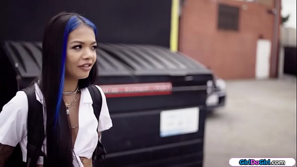 Asian cheerleader dropped her hentai and the petite coed will tell her secret unless she will have sex with her.The small tits college girl rims her