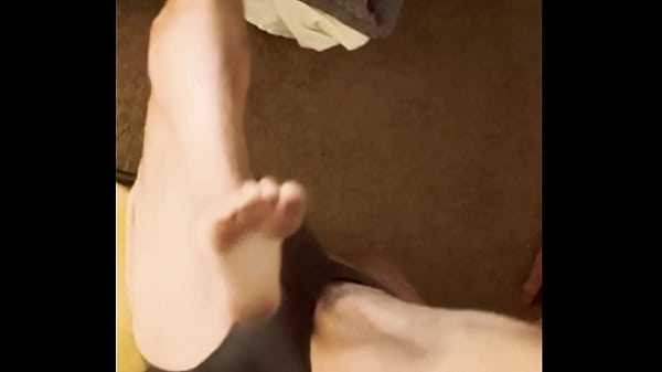 sneak peak From Above - Stretching in Grey Briefs on Stool and Bed  