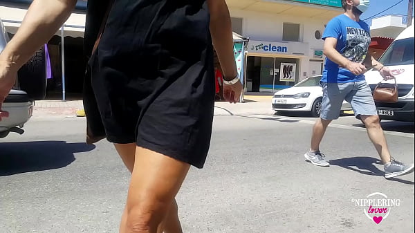 nippleringlover hot short dress no panties hot butt and pussy flash in shop and road