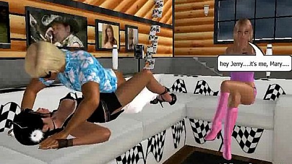 A pair of big tit 3D babes suck and fuck a big cock