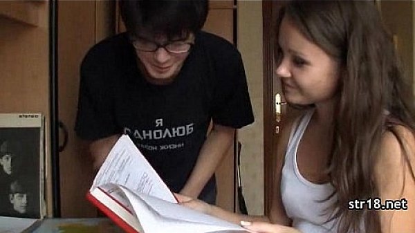 Amateur teen couple fucks in parents bed