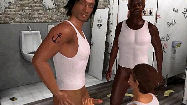 These three sexy 3D interracial studs are fucking