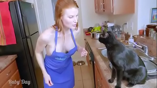 milf wearing nothing while cooking  