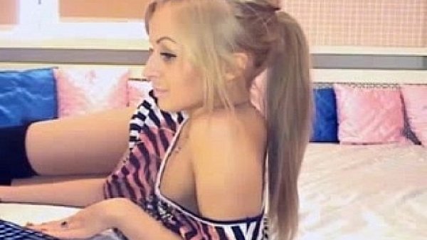 Busty blonde babe solo masturbation