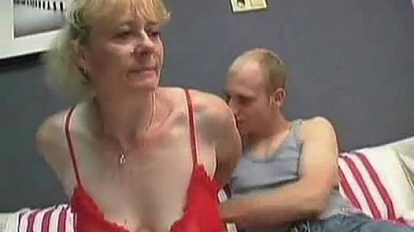 Blonde ugly grandma fucks young guy