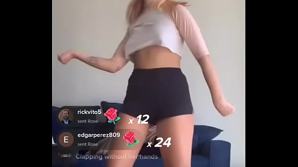 Bouncing blonde Boobs short shorts