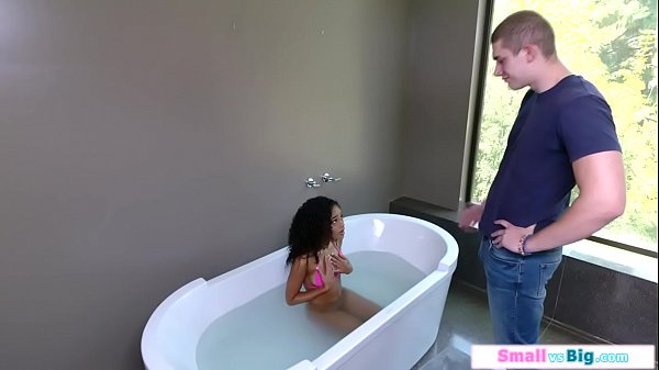 Horny petite babe doggystyled by big stepbro  