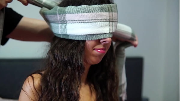 surprise threesome - blindfolded and called a friend to fuck his wife  