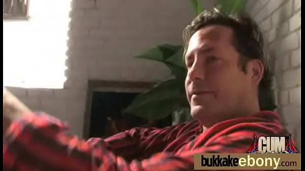 Ebony takes a facial in a club bukkake party 25