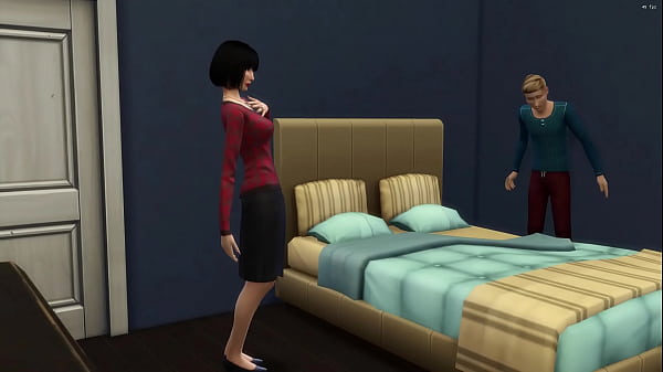 Japanese Stepmom catches her Stepson masturbating in his room then she gets horny and fucks him - Asian Stemmother and stepson