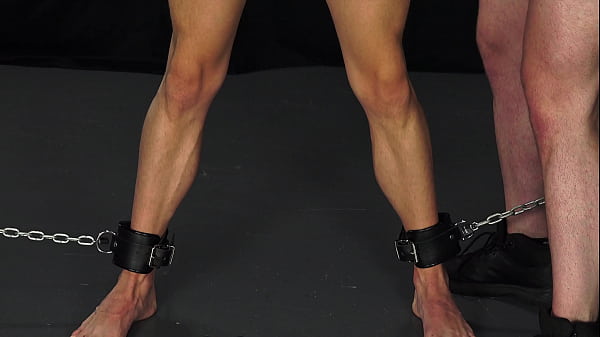 Blonde Twink Bondage Slave Dominated By Bald Muscle Daddy in BDSM Dungeon  