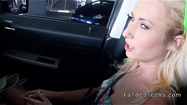 Blonde teen fucking in public garage
