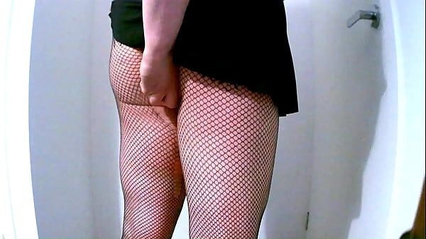 fat cross dresser takes Small double dildo in hungry butt hole 