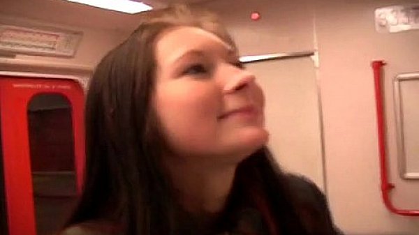Wild teen chick sucks cock on the train