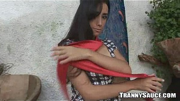 Hot ladyboy stripping and playing with her cock