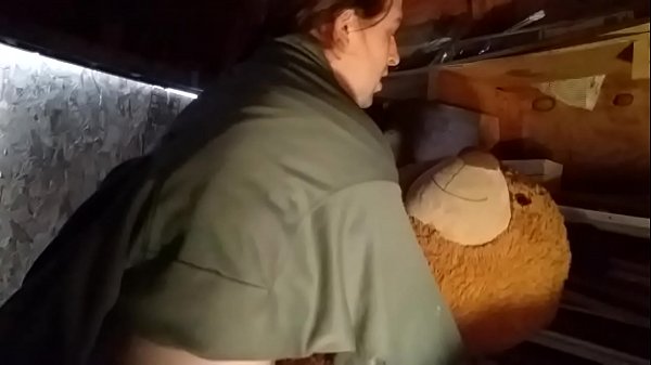 Fucking my teddy bear in the shed