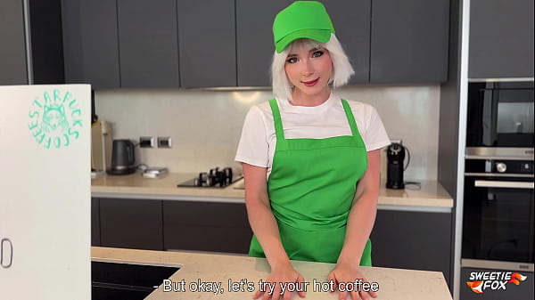 Blonde Barista in Shorts Offered to Rough Fuck Her Hot Holes Instead of Coffee POV