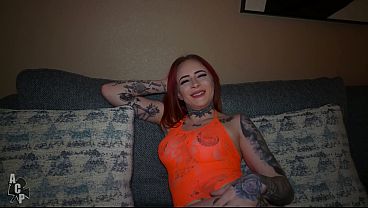 Tatted White Girl Fucks & Sucks Nerdy Geezer Looking For A Step Up In Life