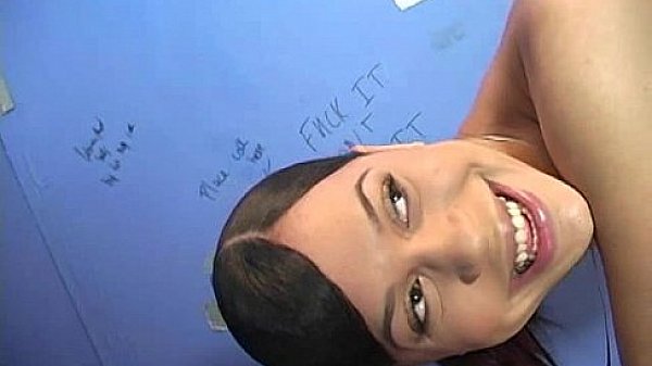 Black girl sucking their first white cock in Gloryhole 10