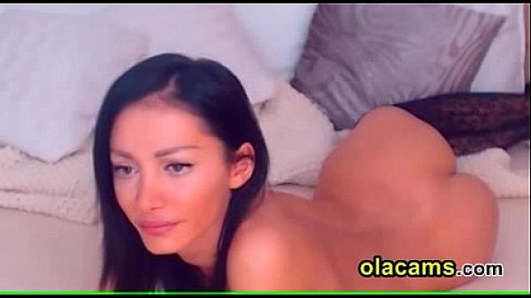 Sexy brunette cam-girl naked on webcam  