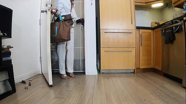 Man dominates his slut GF and makes her pee on the floor  