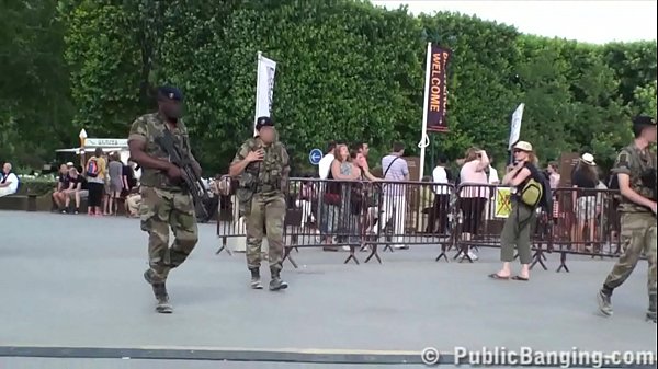 A cute girl is fucked by 2 guys at a famous alley