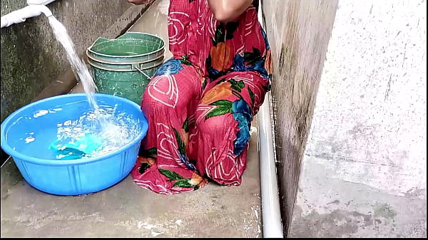 Wife who was taking bath outside in the balcony was called inside the room and fucked  