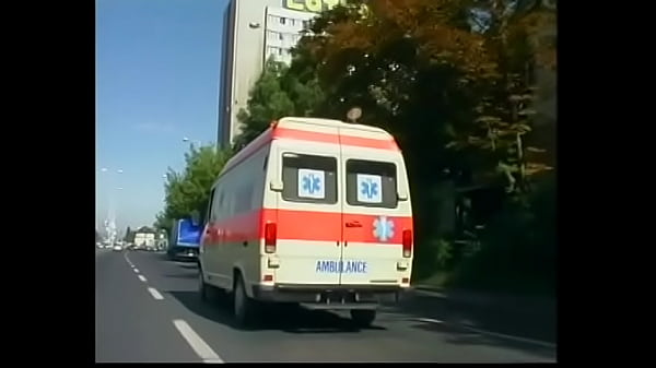 Slutty nurse in sexy white uniform fixes a broken cock in the ambulance van 