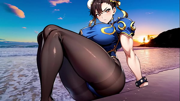 Chun-li sem roupa com tes&atilde;o, de bikini