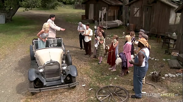 Smoking hot babes wanted to have some fun after a party so they decided to suck on some hard cocks Outdoor before getting their tight holes fucked together.