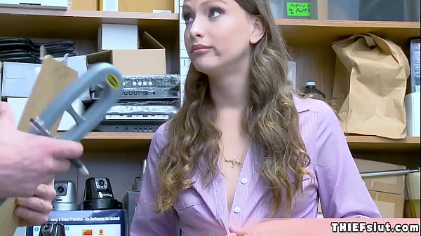 Clueless blonde shoplifter gets fucked on CCTV  