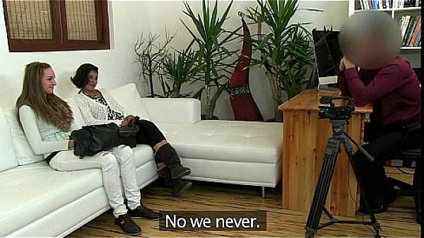 Lesbian amateurs fucked by fake agent on casting