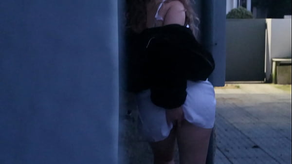 busty girl outside MASTURBATING